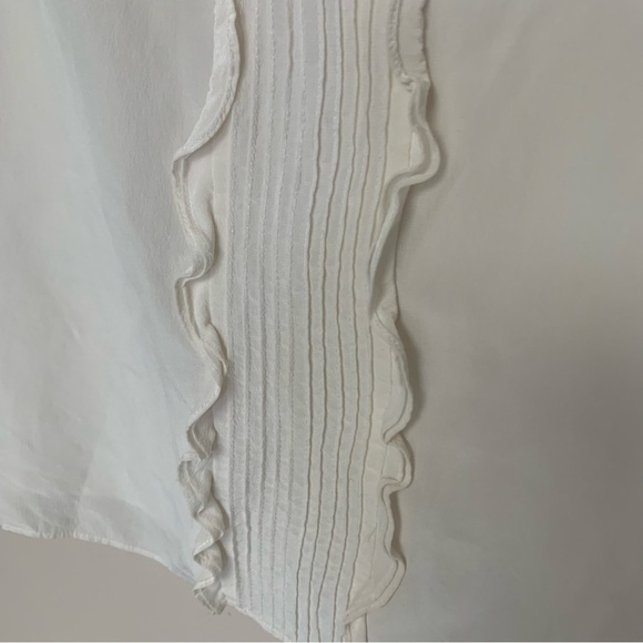Kate Spade White Pleated Ruffle Silk Sleeveless Blouse 4 - Picture 6 of 10